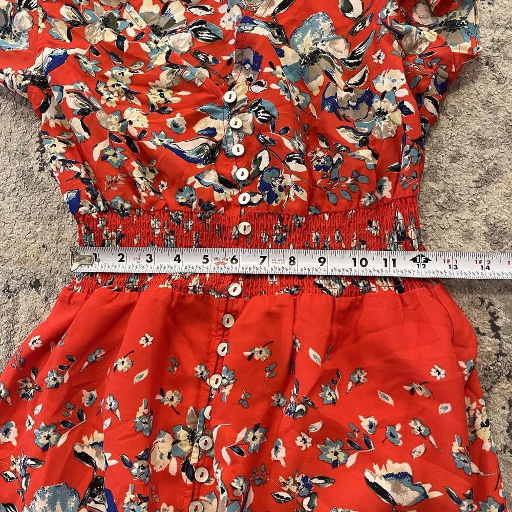 Miss Me Vibrant Maxi M Smocked Button Flowy Tiered Floral All Over Print Garden - Picture 6 of 7